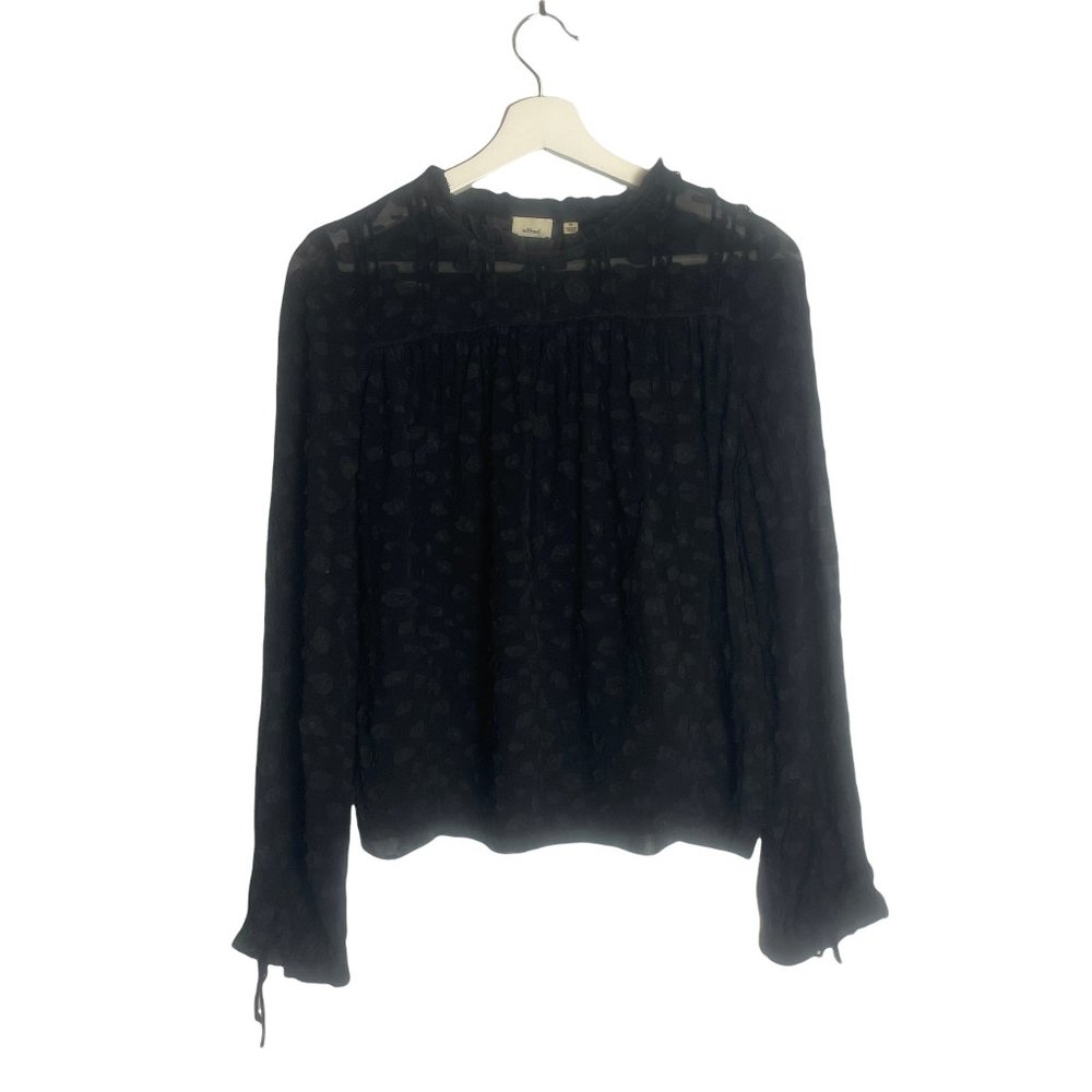Aritzia Wilfred Lourdes Black Spotted Blouse Size XS